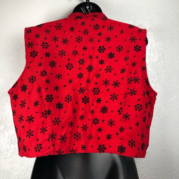 VINTAGE CACTUS FLOWER Christmas vest red snow Sz M - Picture 7 of 14